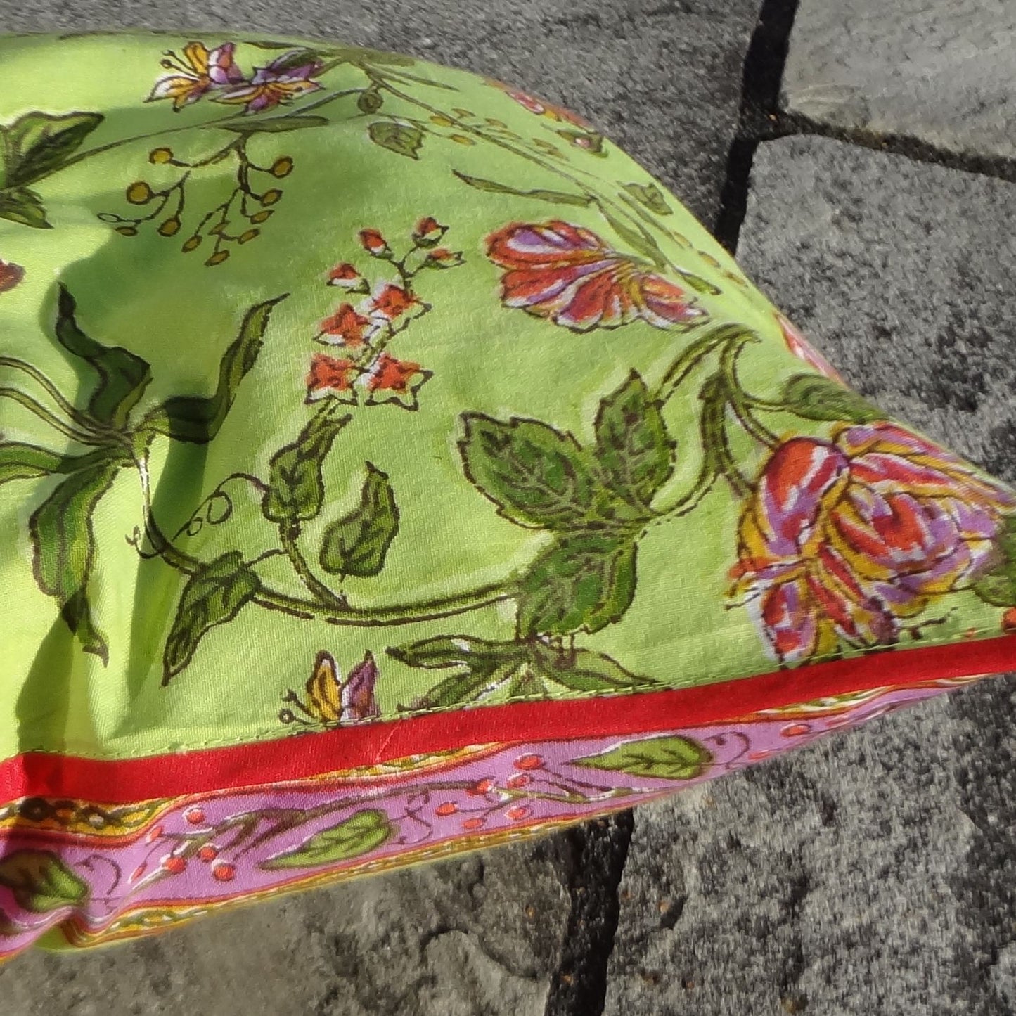 Kissenhülle Blockprint Green Floral 40x40