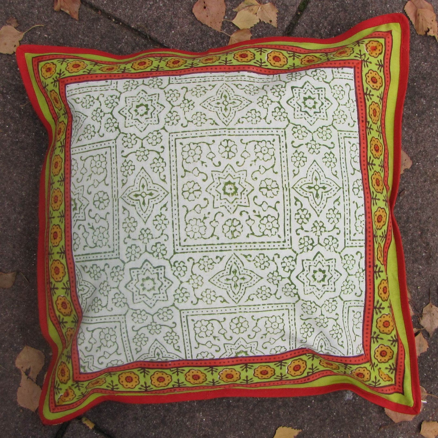Kissenhülle Blockprint Green Ornamental 40x40