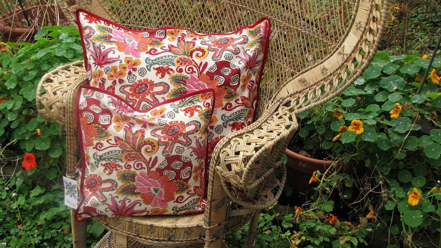 Kissenhülle Blockprint Colourfull Floral/Stripe 60x60