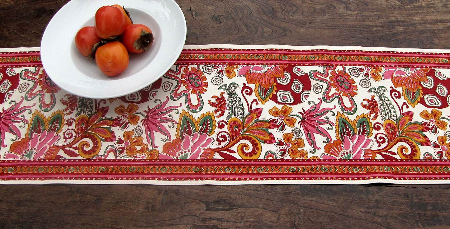 Tischläufer Blockprint Colourfull Floral 35x180