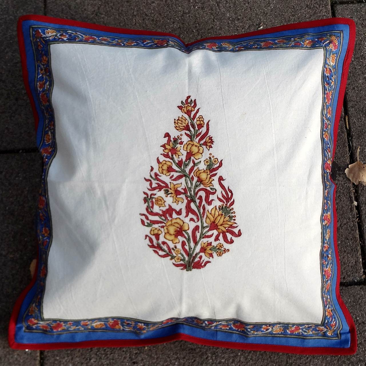 Kissenhülle Blockprint Blue Floral/Ornamental 40x40