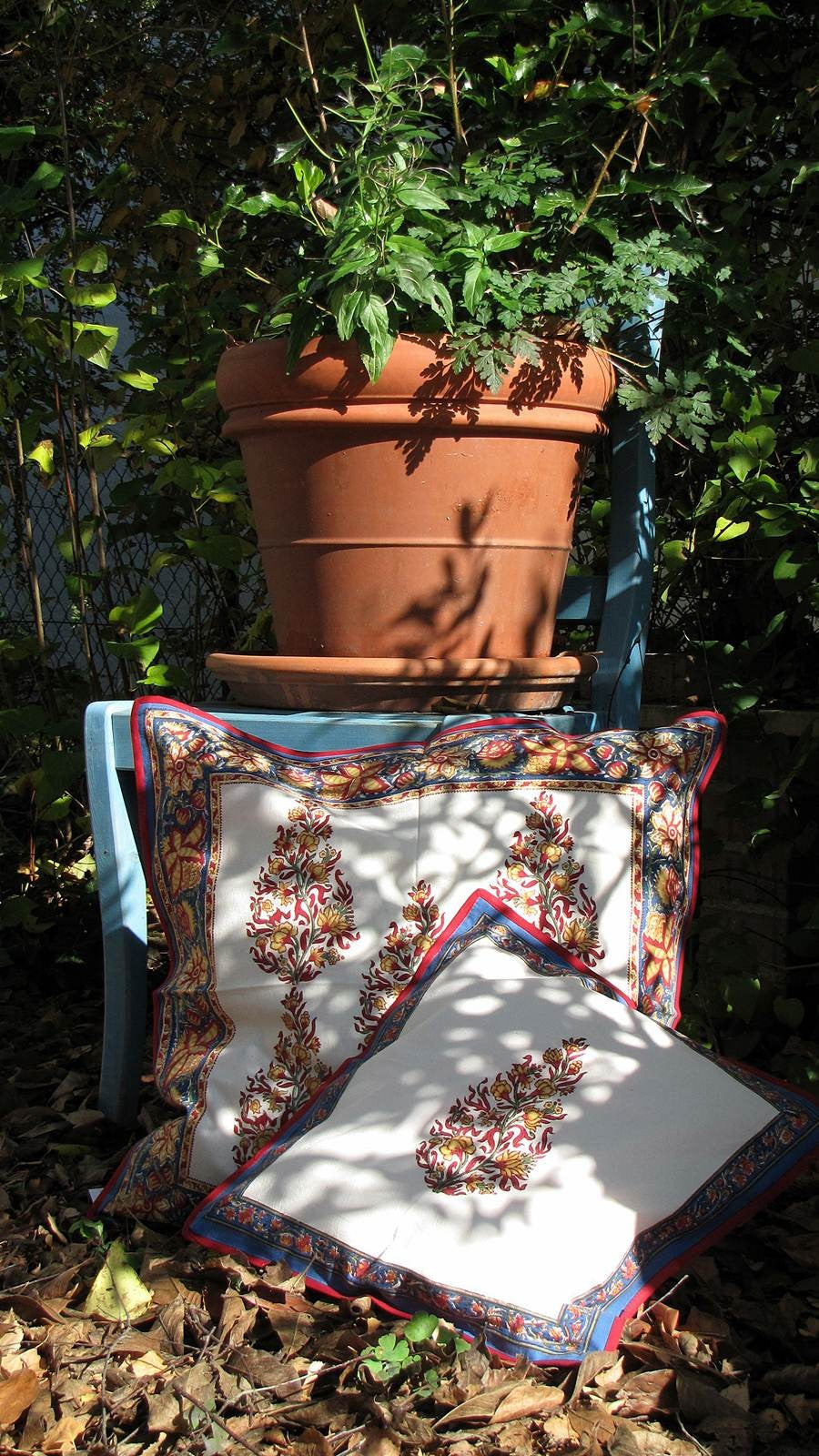 Kissenhülle Blockprint Blue Floral/Ornamental 60x60