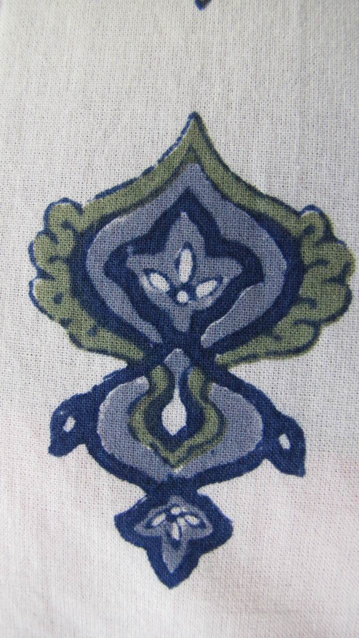 Kissenhülle Blockprint Blue Ornamental/Stripe 40x40