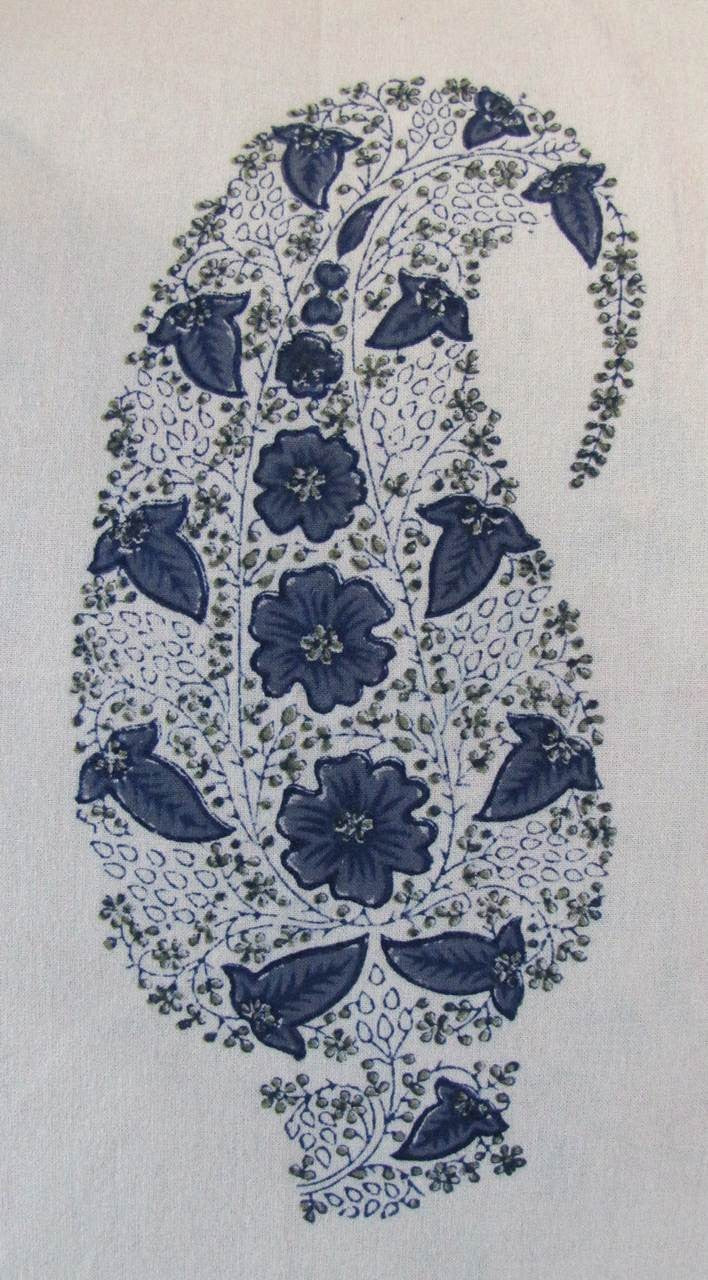 Kissenhülle Blockprint Blue/White Floral/Ornamental 40x40