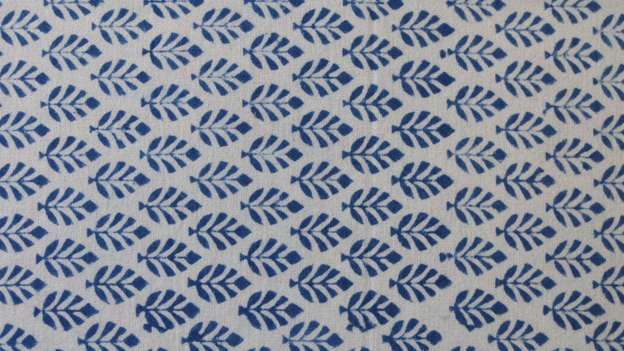 Kissenhülle Blockprint Blue/White Floral/Ornamental 60x60