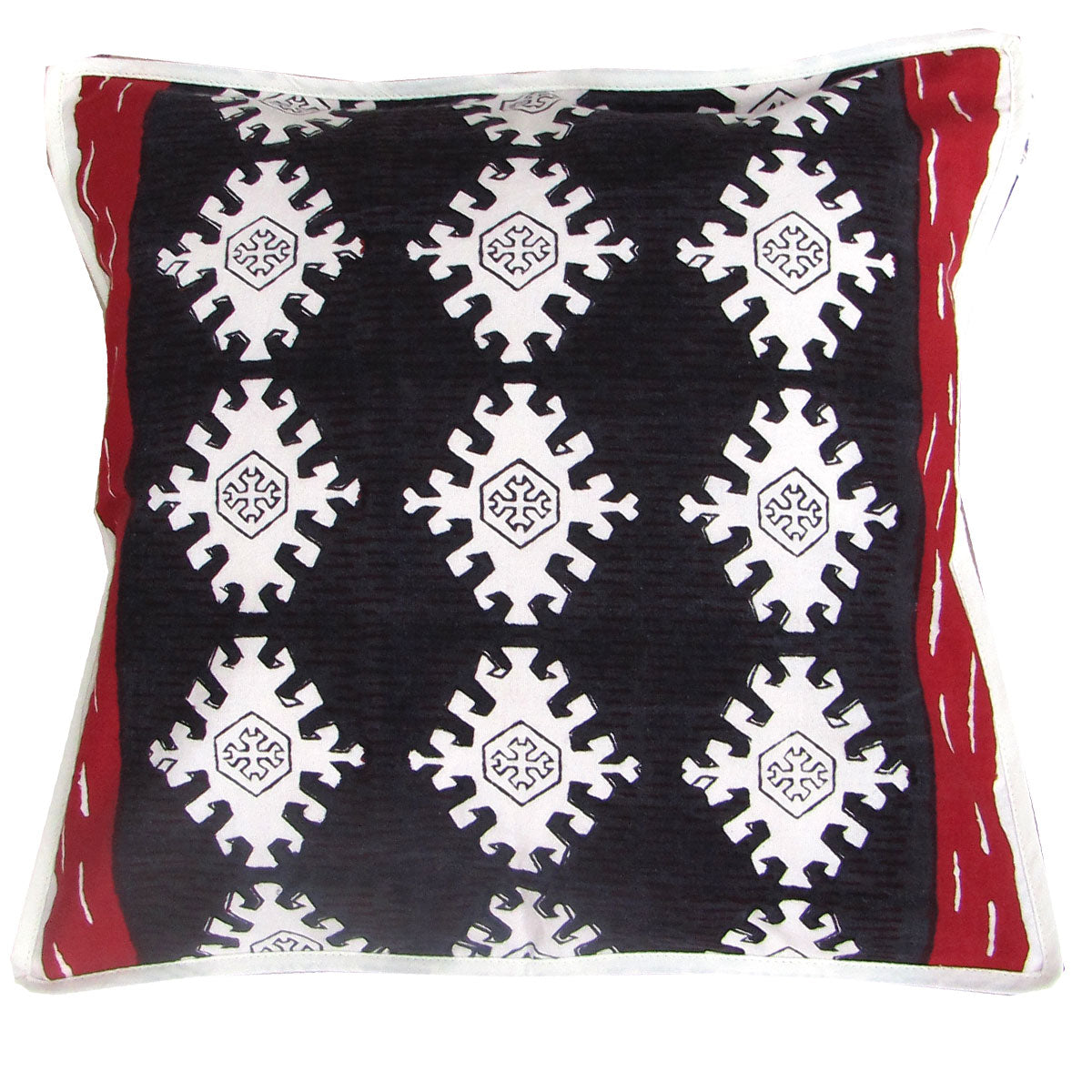 Kissenhülle Blockprint Black/Red Ethnic/Stripe 40x40