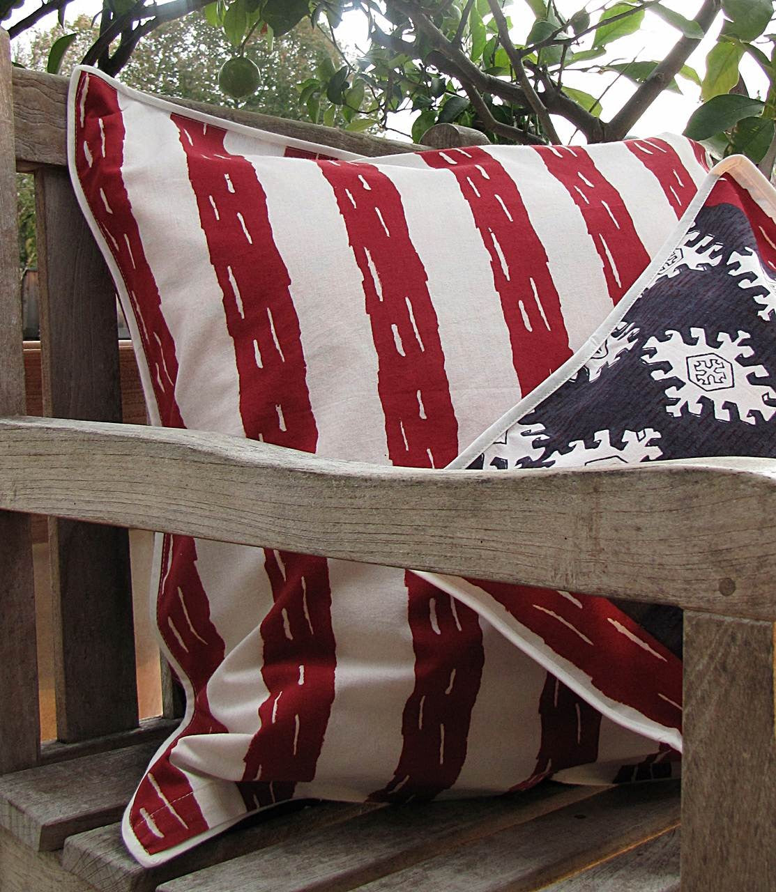 Kissenhülle Blockprint Black/Red Ethnic/Stripe 60x60