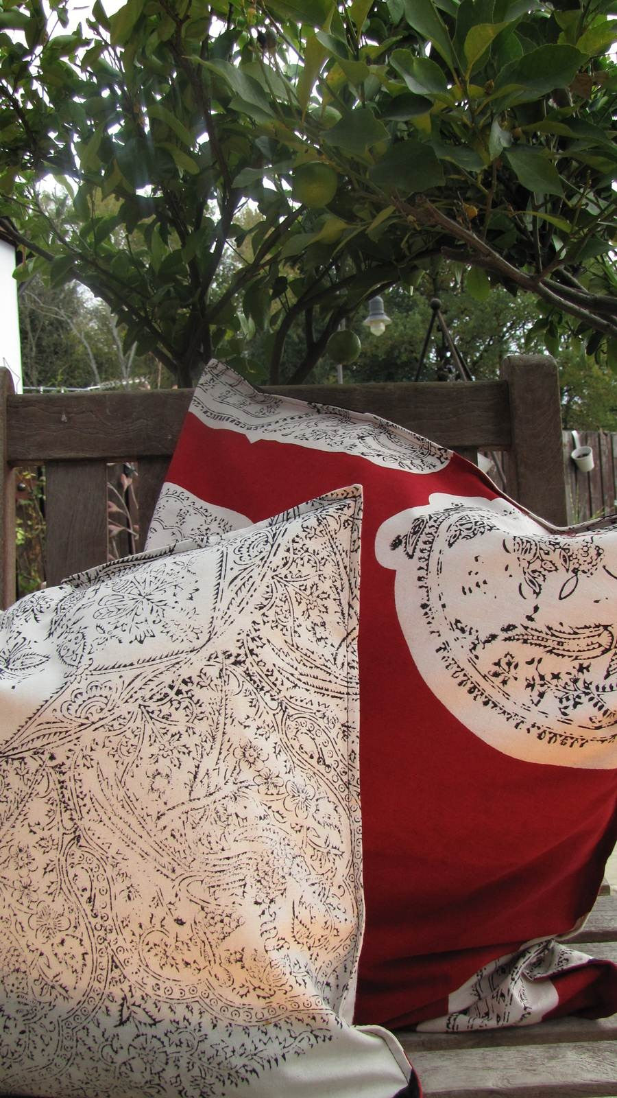 Kissenhülle Blockprint Black/Red Ornamental 40x40