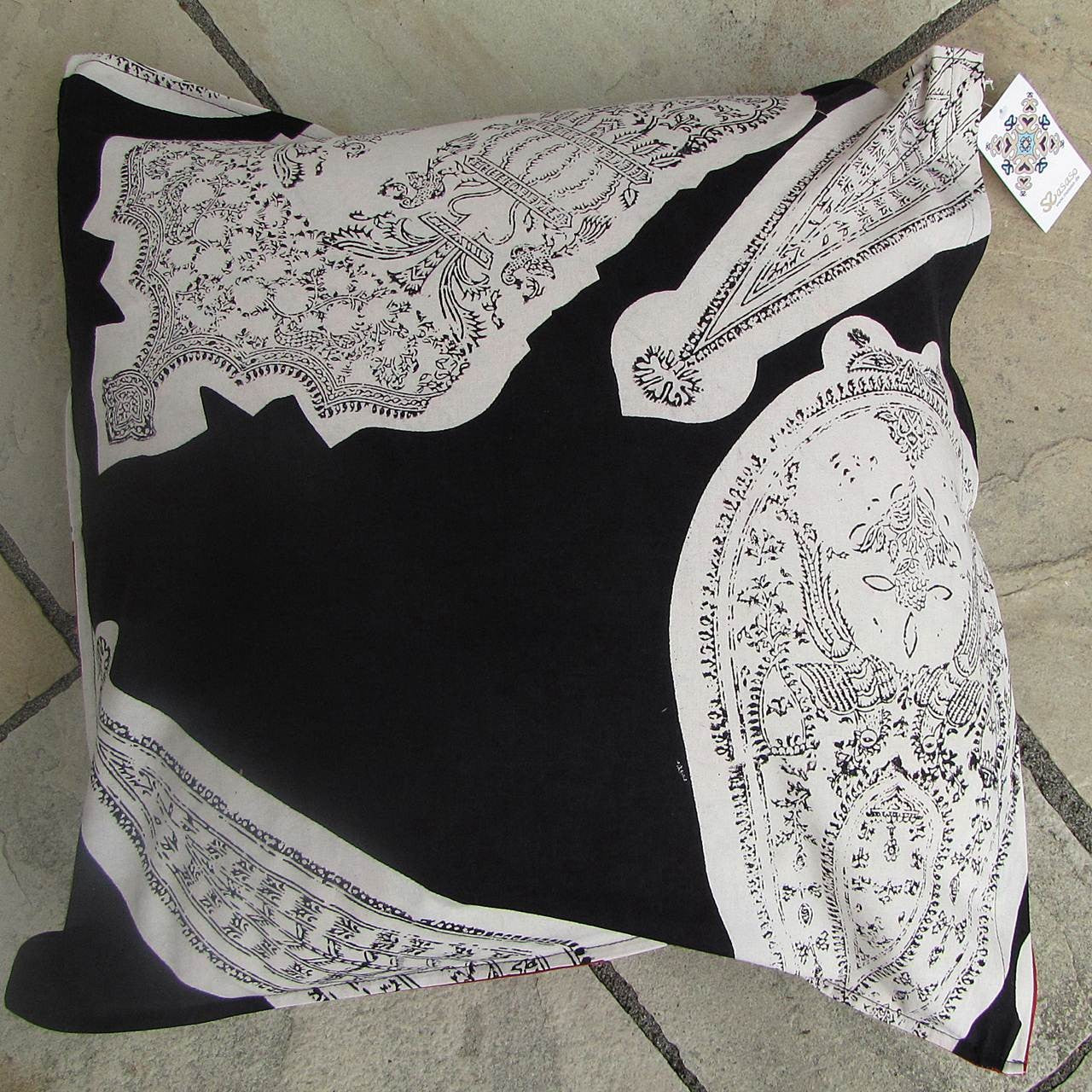 Kissenhülle Blockprint Black/Red Ornamental 60x60