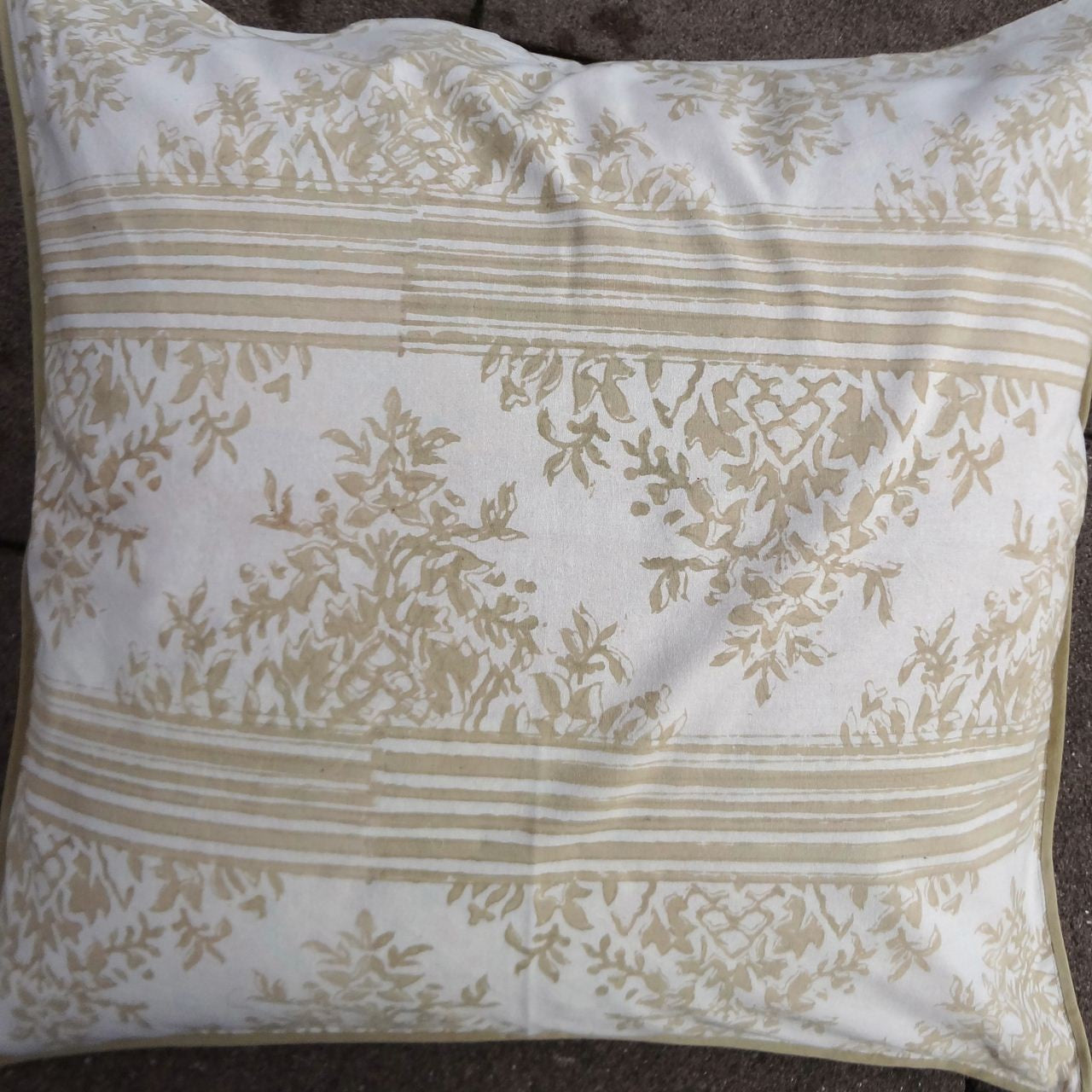 Kissenhülle Blockprint Beige Ornamental 60x60
