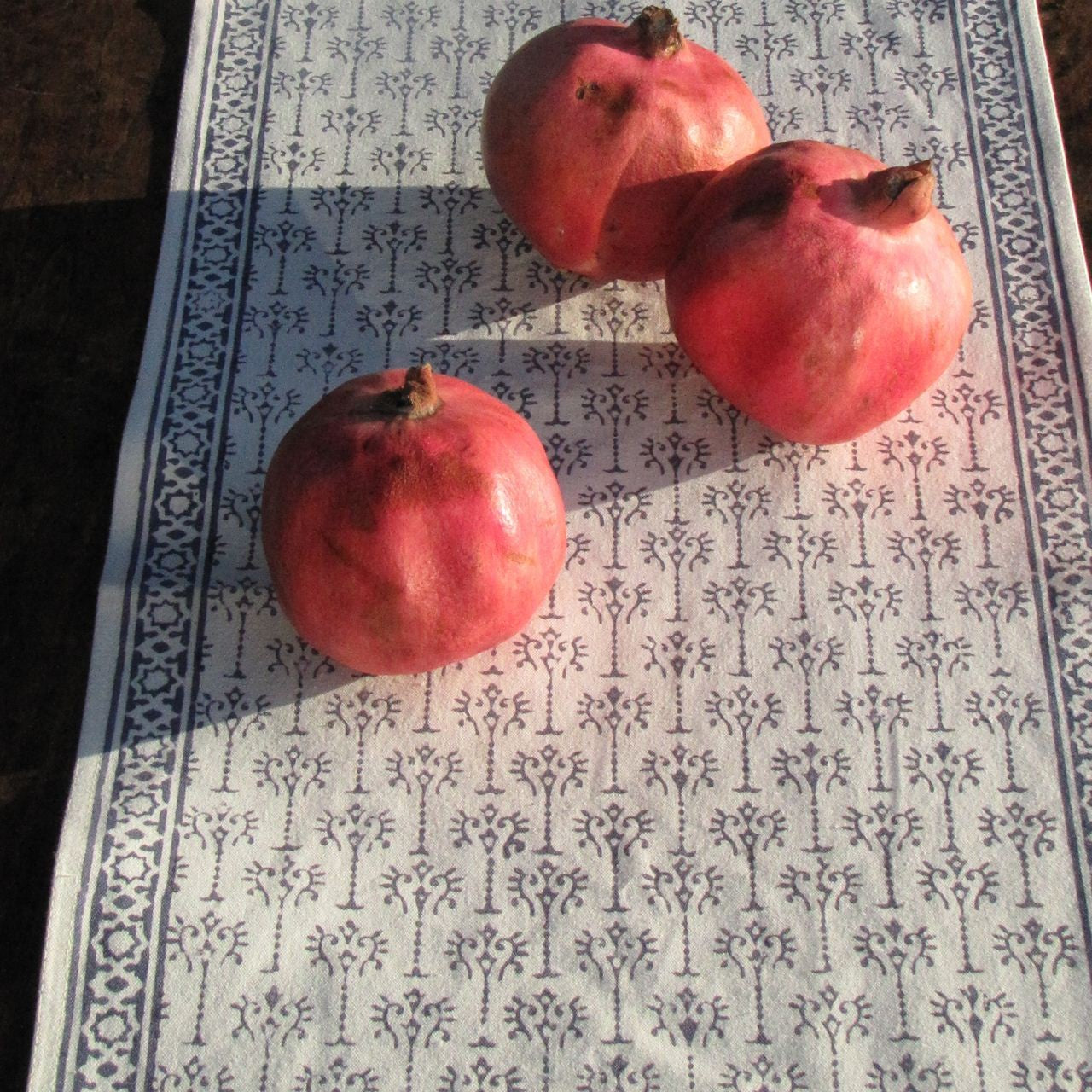 Tischläufer Blockprint Tealblue Ornamental 35x180