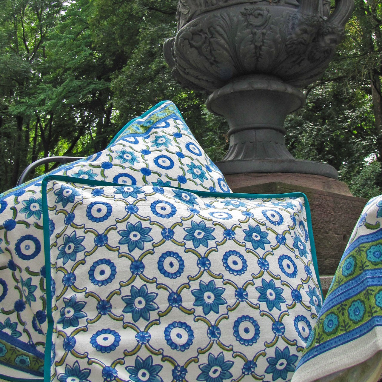 Kissenhülle Blockprint Schlossgarten 40x40