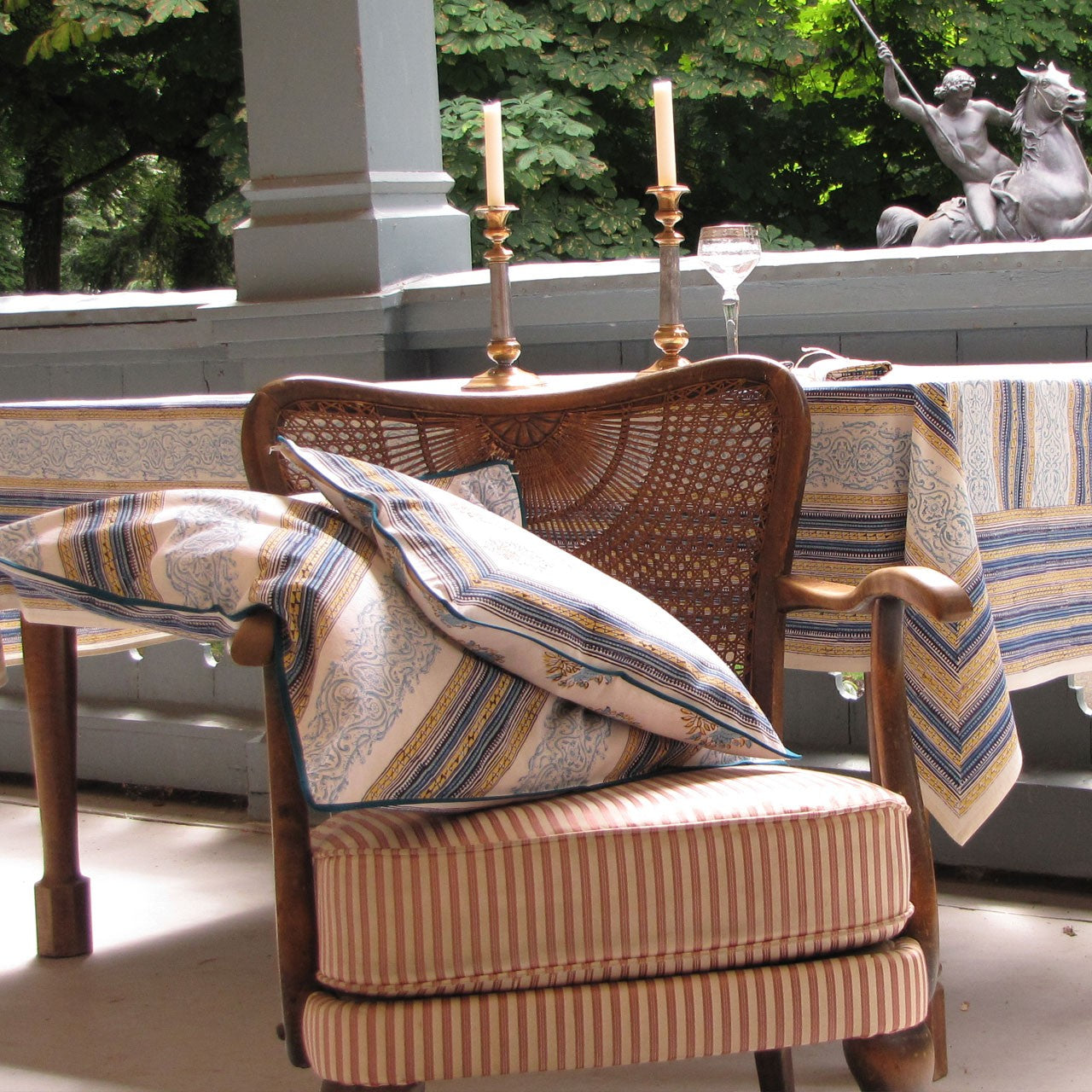 Kissenhülle Blockprint Blue Dreams 60x60