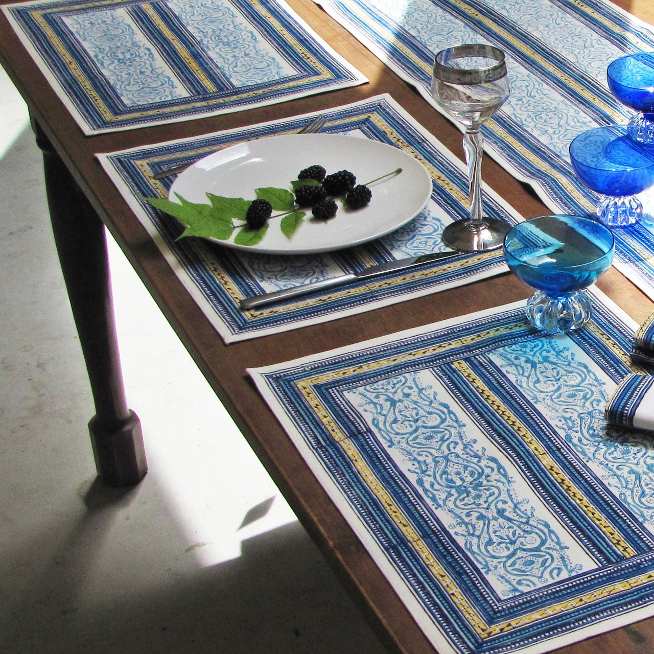 Platzsets (6 Stck.) Blockprint Blue Dreams 35x45