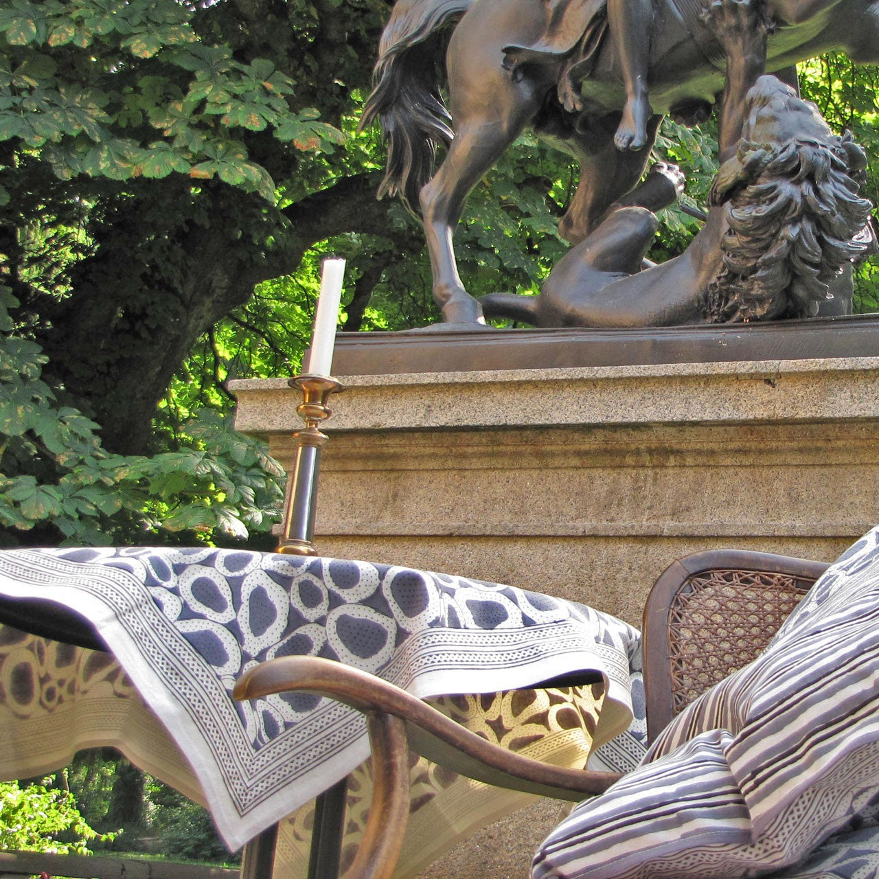 Tischdecke Blockprint Plasma 90x90