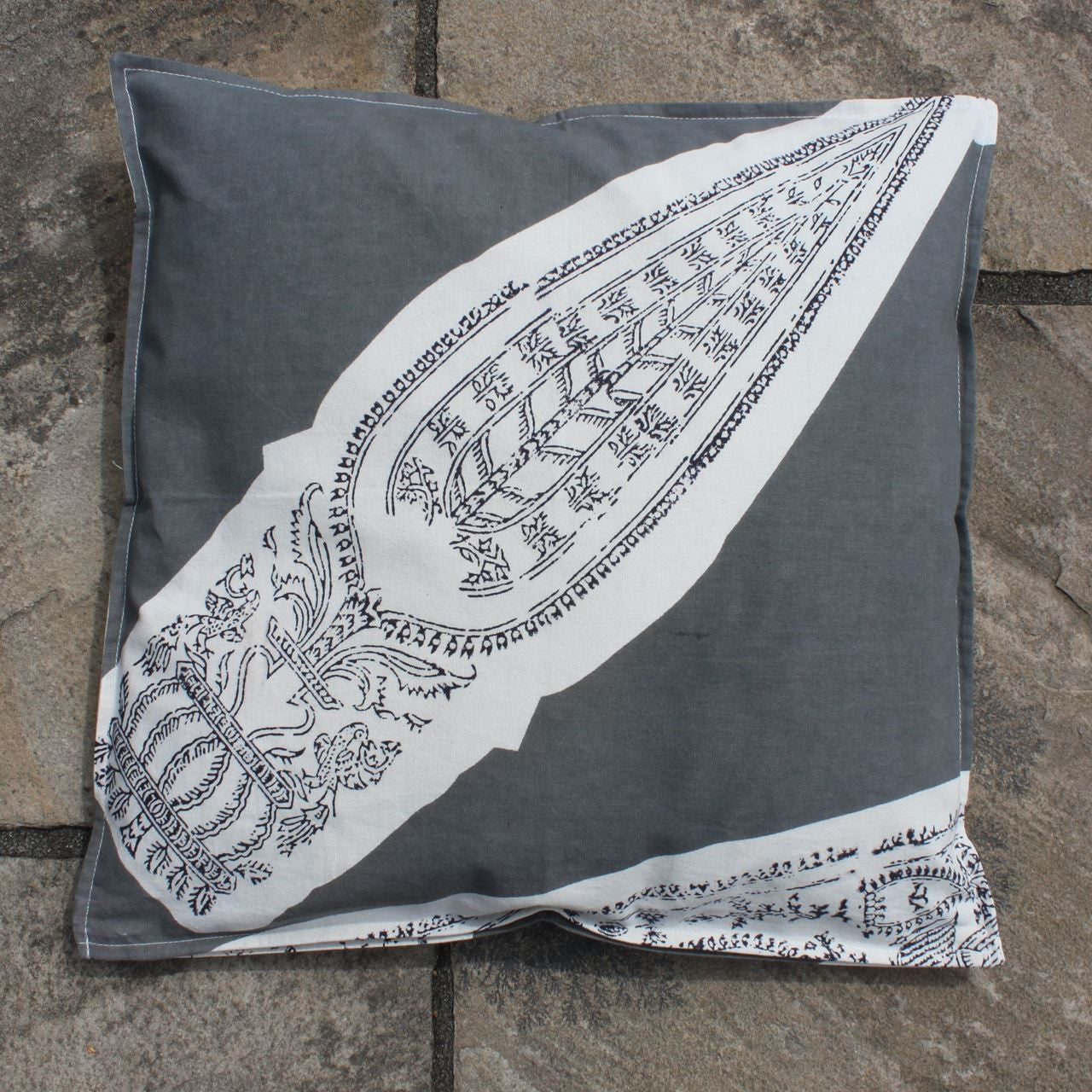 Kissenhülle Blockprint Grey Ornamental 40x40