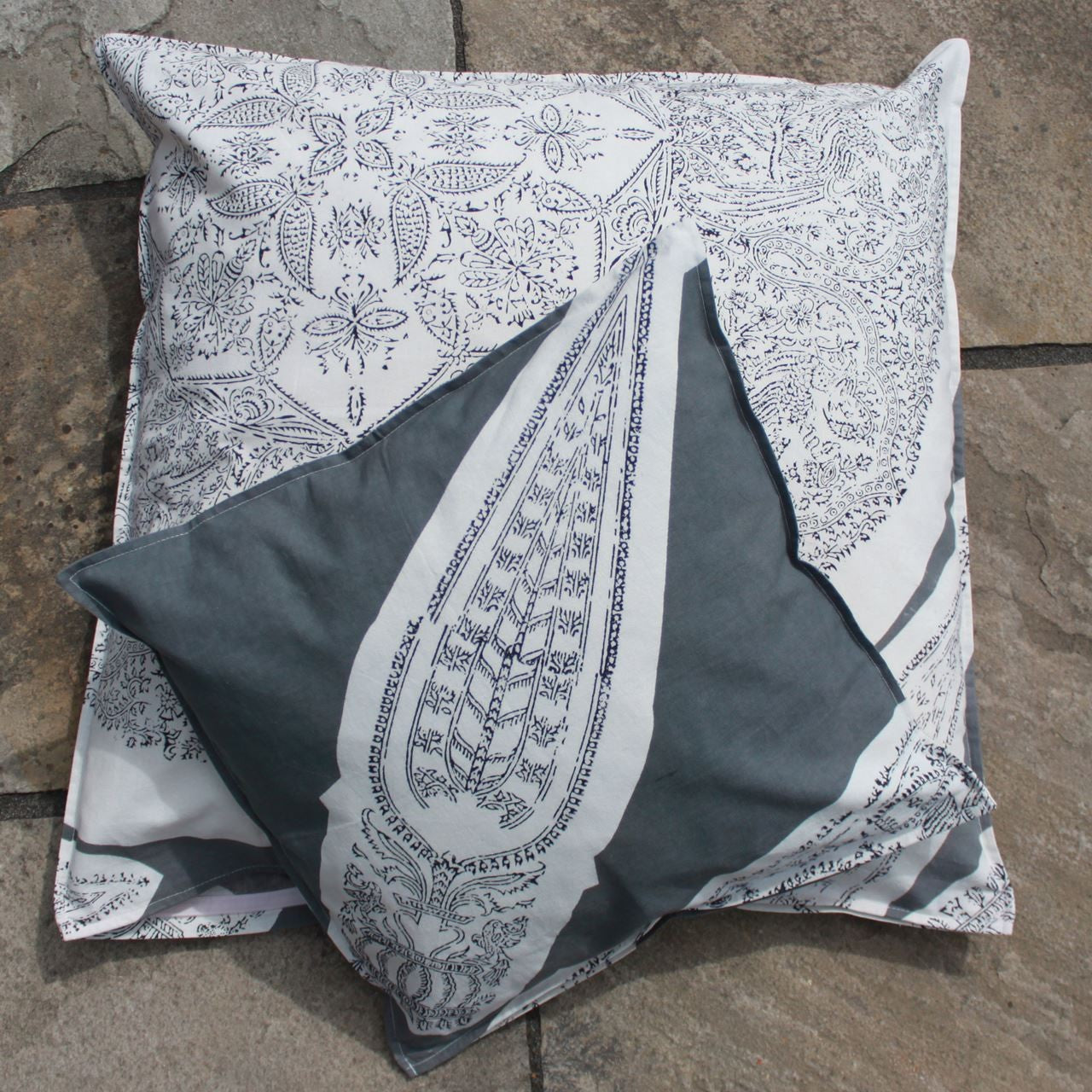 Kissenhülle Blockprint Grey Ornamental 40x40