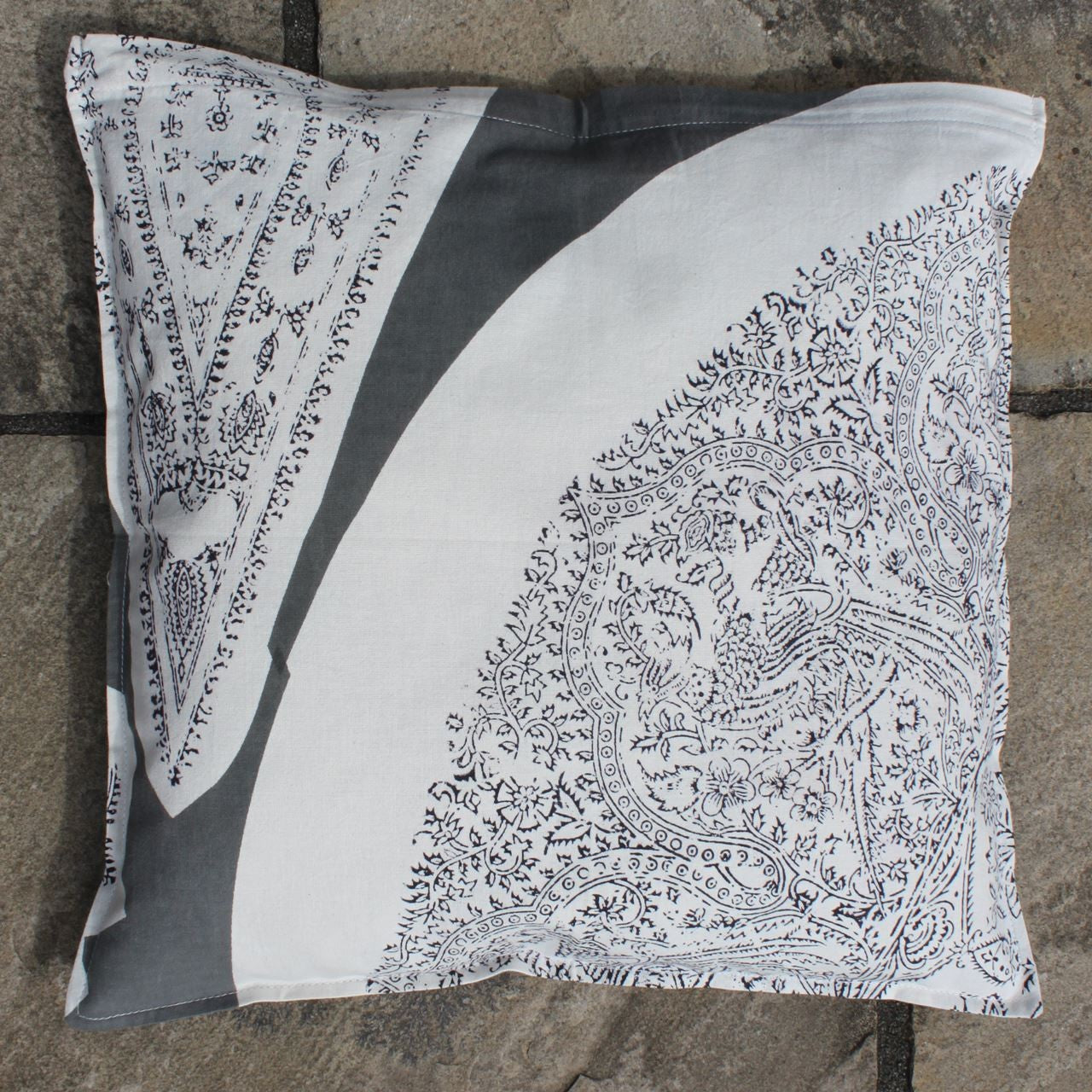 Kissenhülle Blockprint Grey Ornamental 40x40