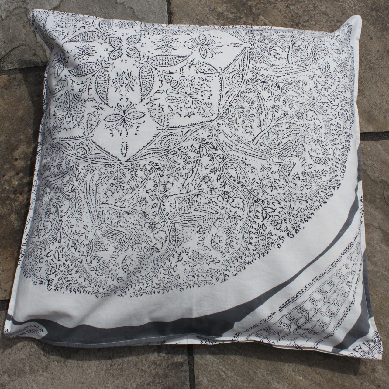 Kissenhülle Blockprint Grey Ornamental 60x60