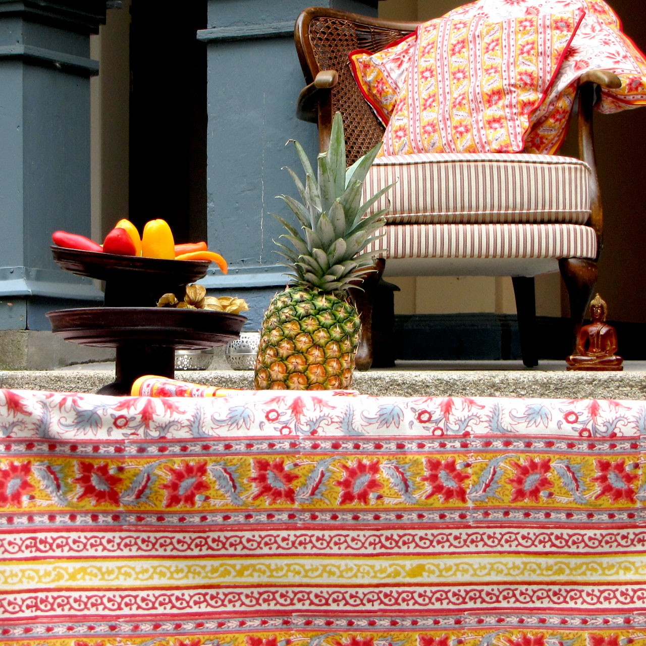 Tischdecke Blockprint Indian Summer ca.140x220