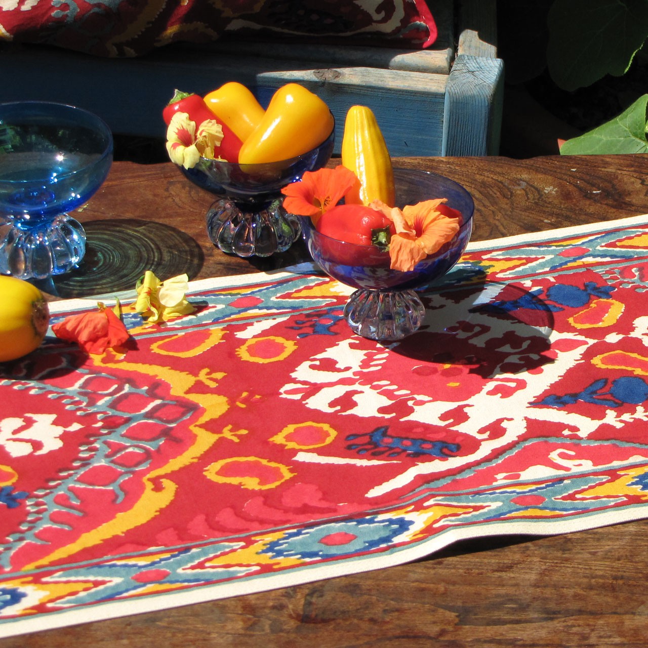 Tischläufer Blockprint Etnic Red 35x180