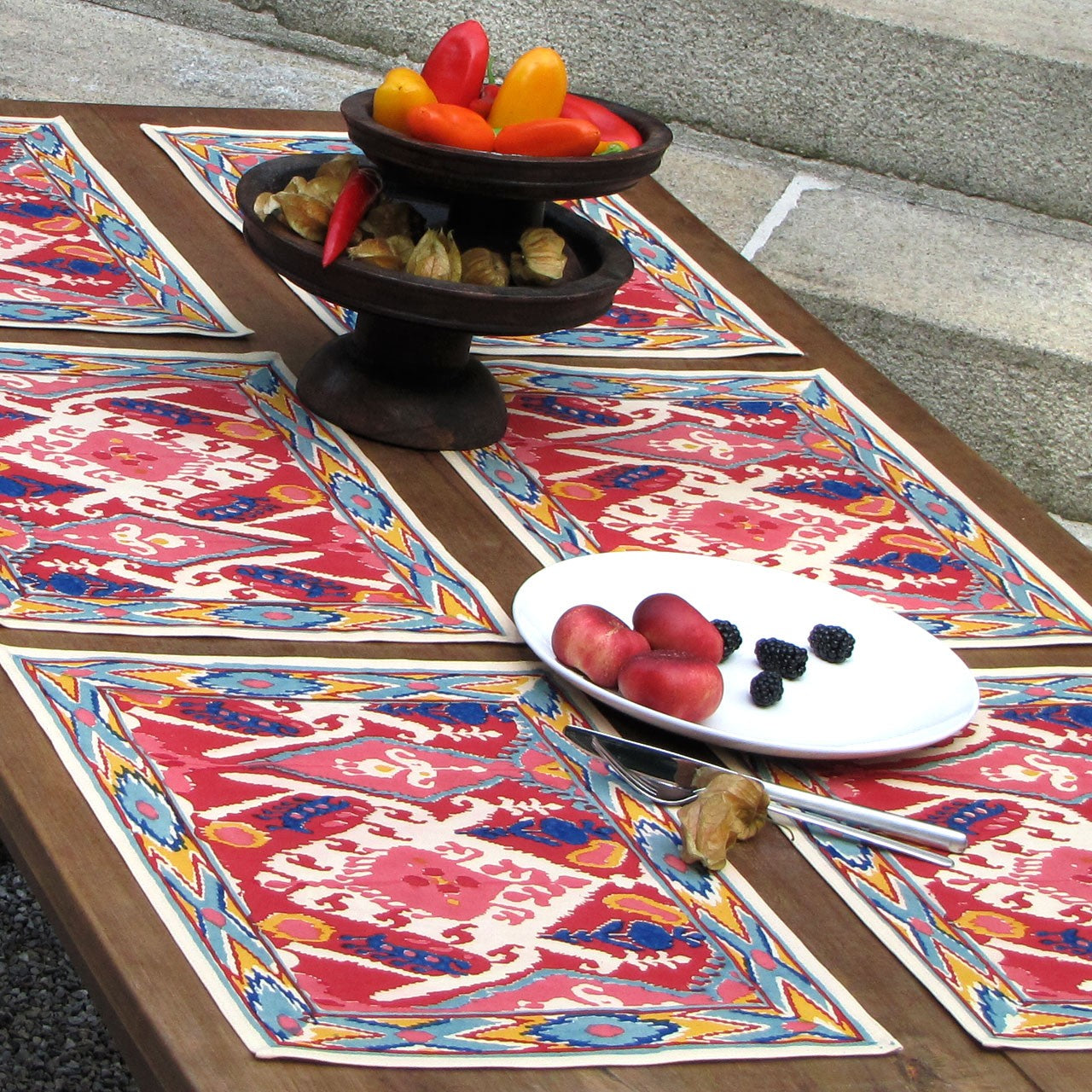 Platzsets (6 Stck.) Blockprint Etnic Red 35x45