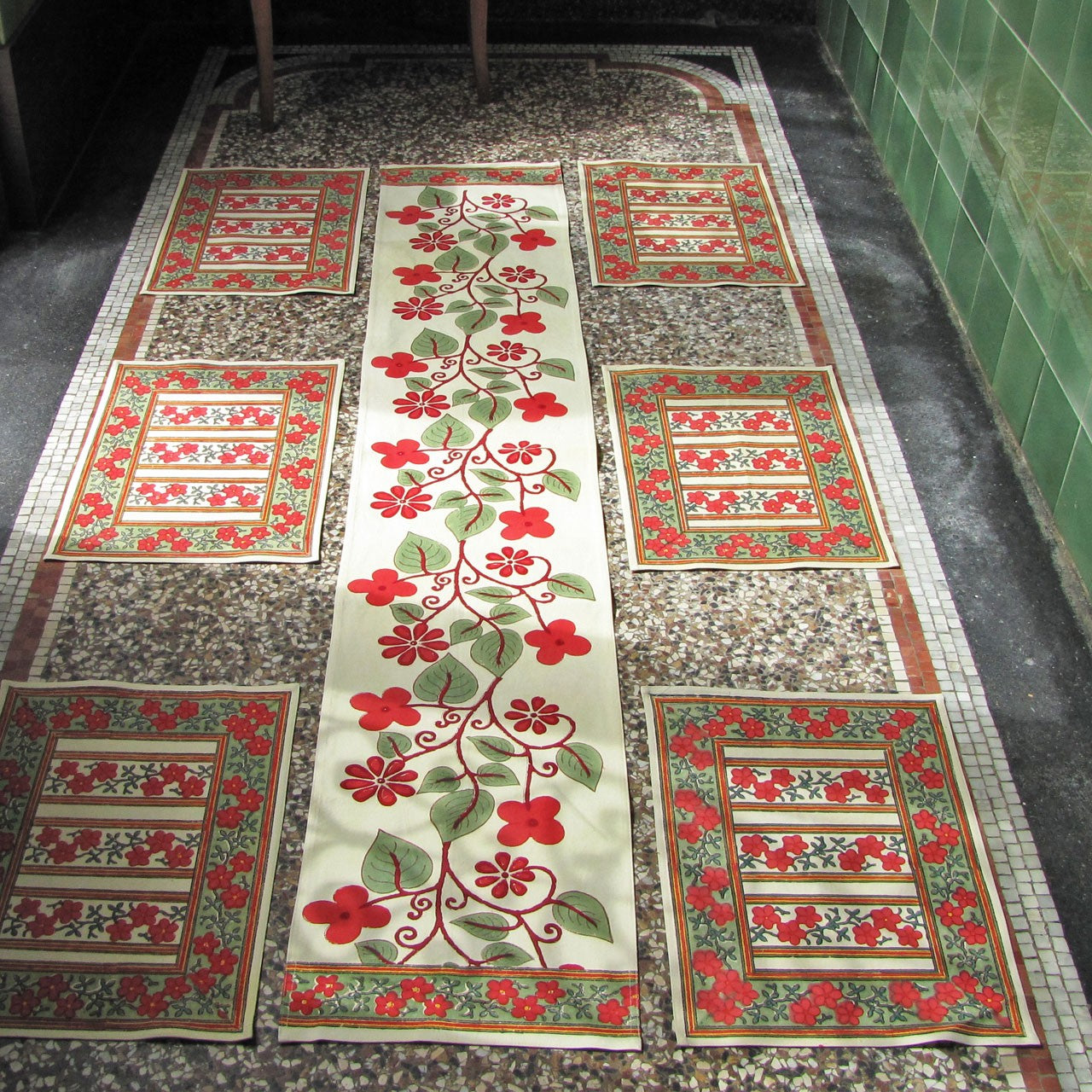 Tischläufer Blockprint Puszta 35x180