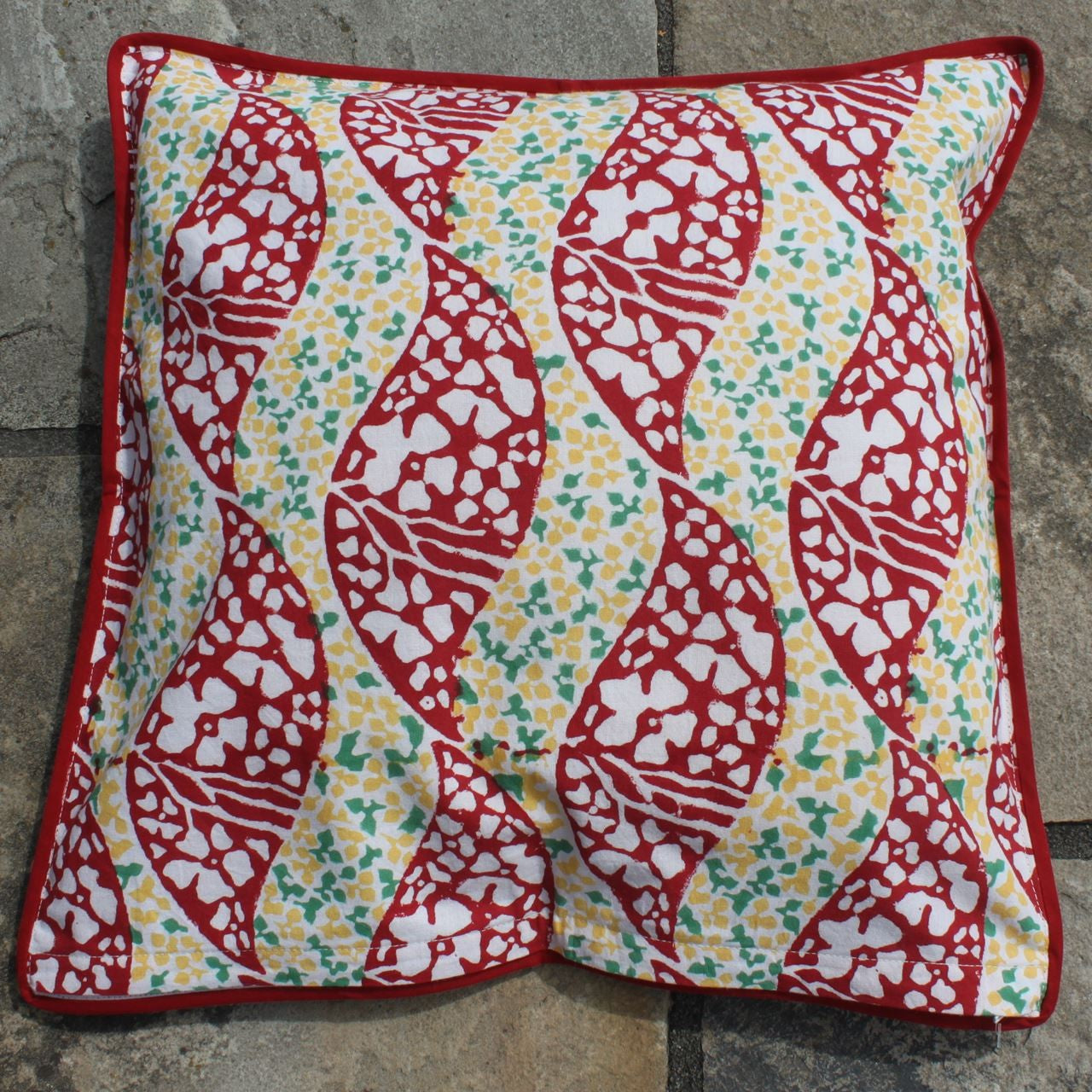 Kissenhülle Blockprint Happy Life 40x40