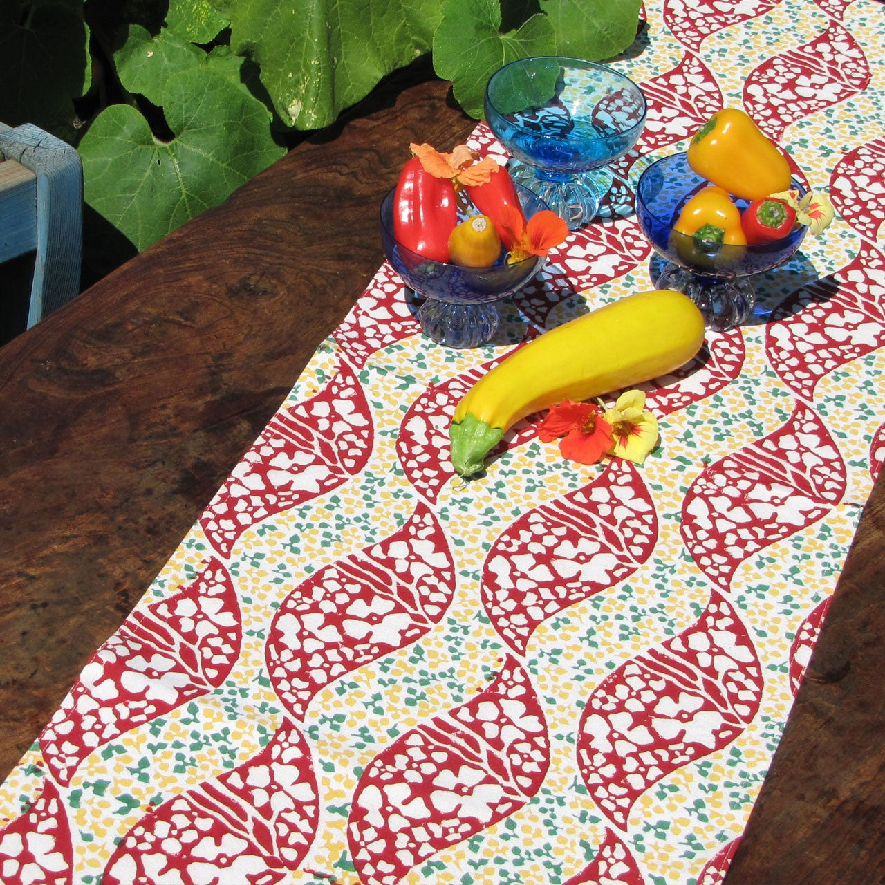 Tischläufer Blockprint Happy Life 35x180