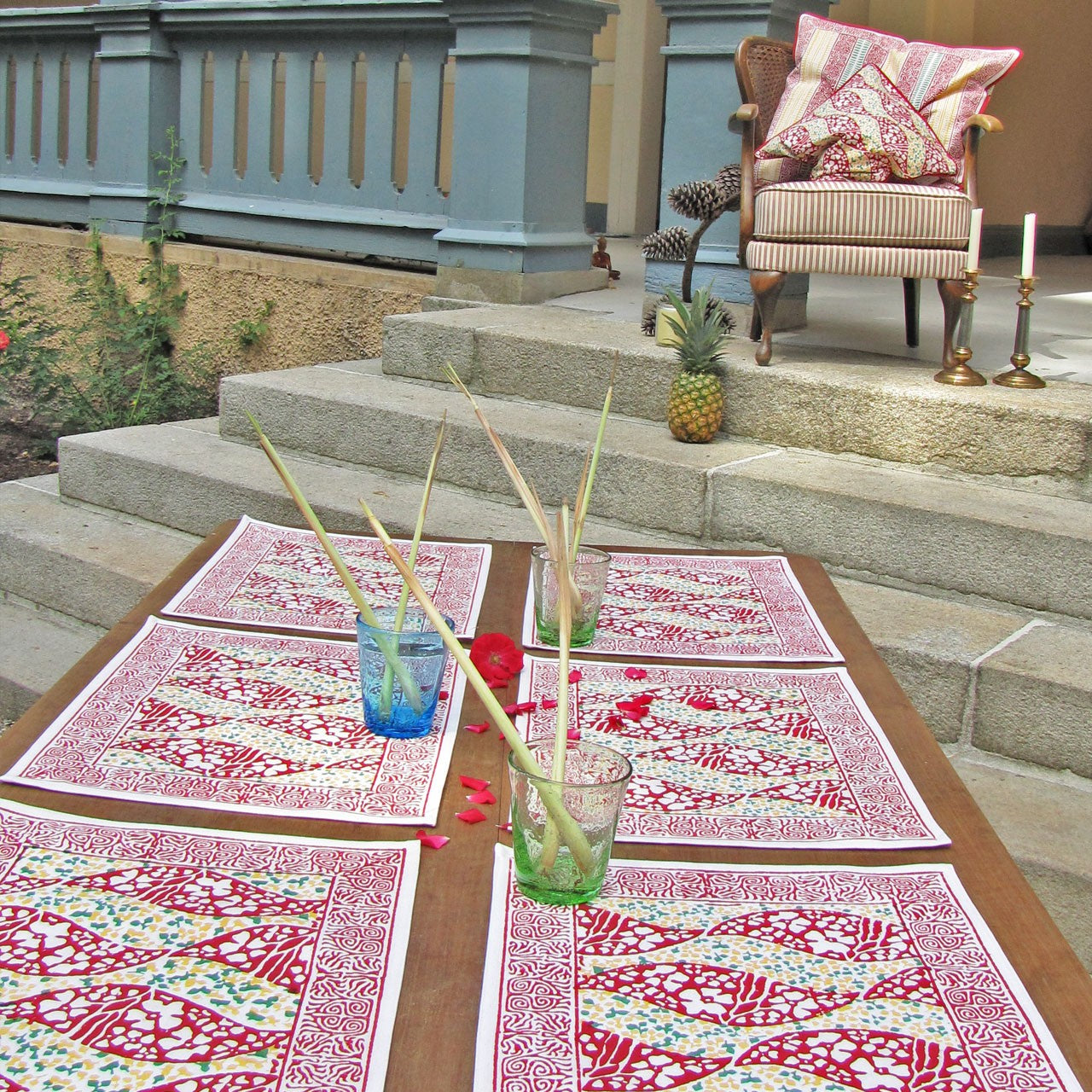 Platzsets (6 Stck.) Blockprint Happy Life 35x45