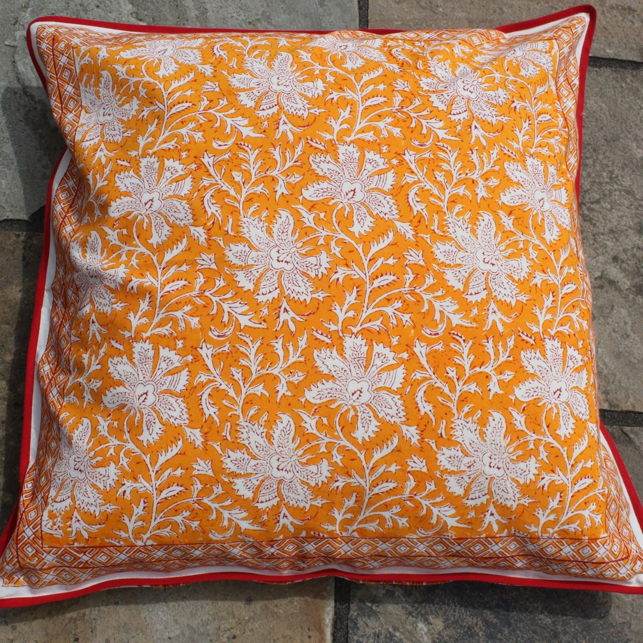 Kissenhülle Blockprint Sonnenblätter 60x60