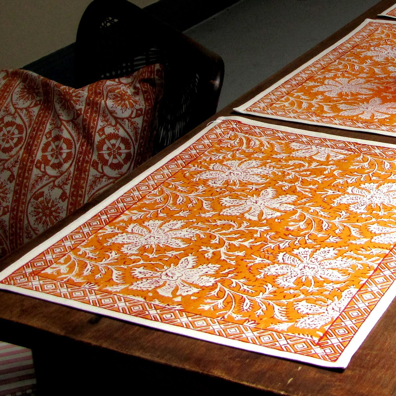 Platzsets (6 Stck.) Blockprint Sonnenblätter 35x45