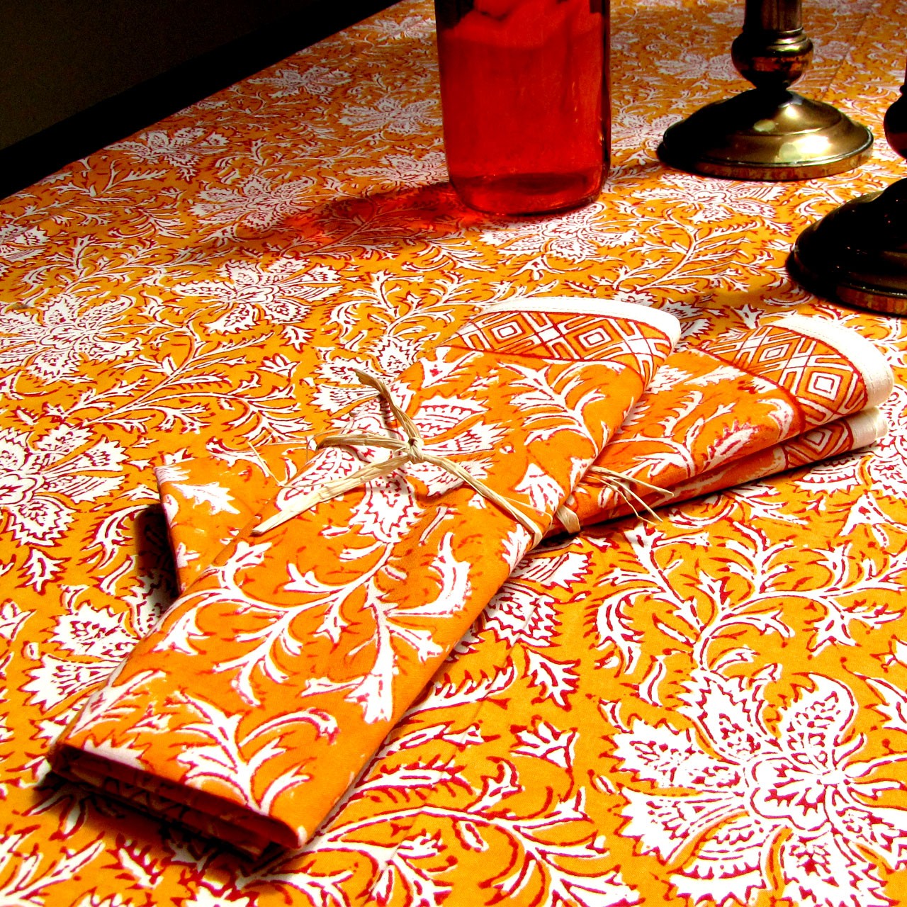 Servietten (6 Stck.) Blockprint Sonnenblätter 45x45