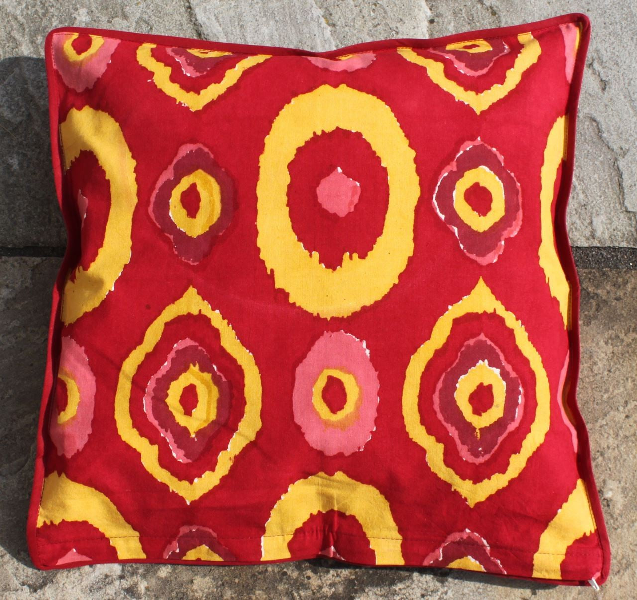 Kissenhülle Blockprint Lagerfeuer 40x40