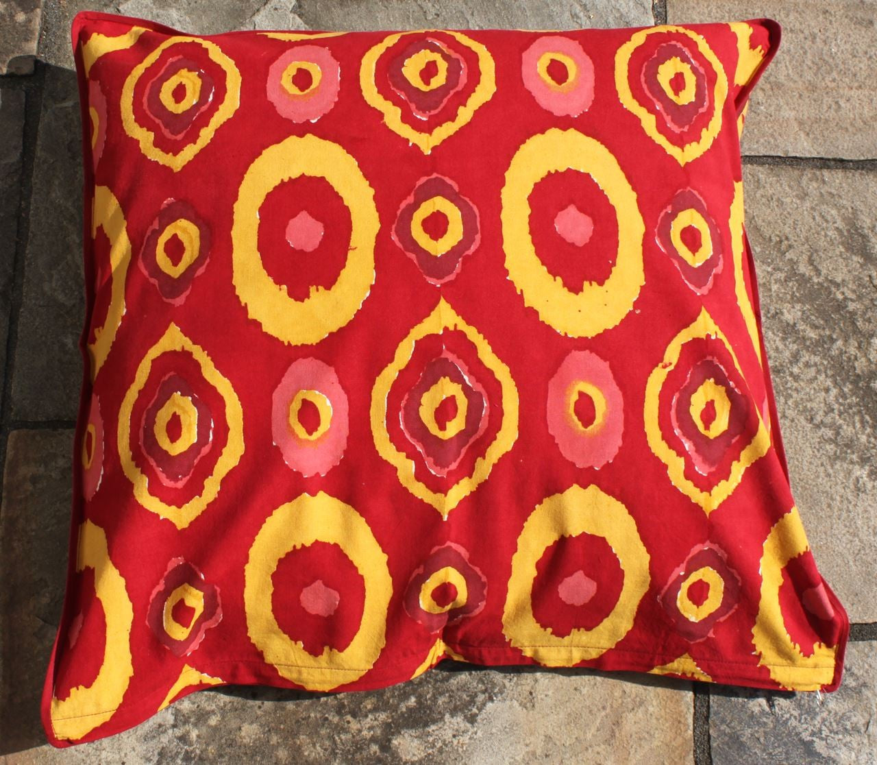 Kissenhülle Blockprint Lagerfeuer 60x60