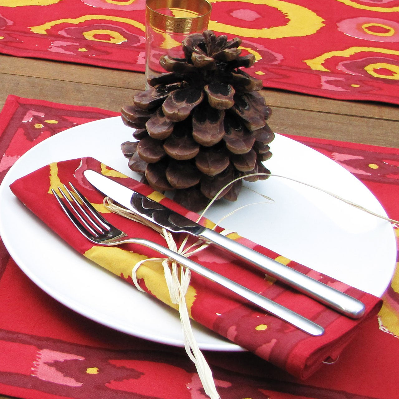 Servietten (6 Stck.) Blockprint Lagerfeuer 45x45