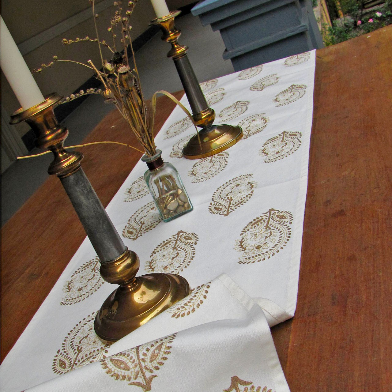 Tischläufer Blockprint GoldenXmas 35x180