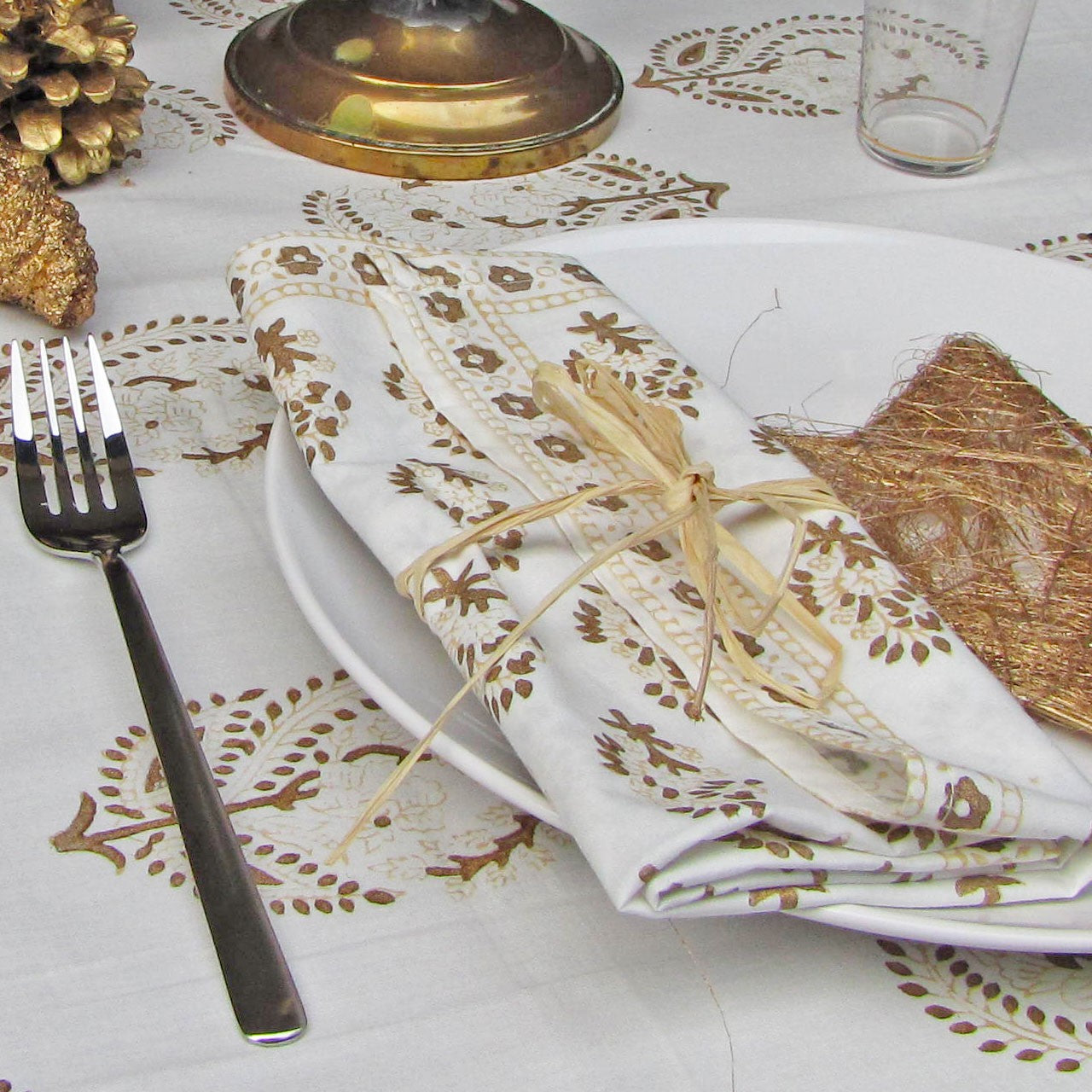 Servietten (6 Stck.) Blockprint GoldenXmas 45x45