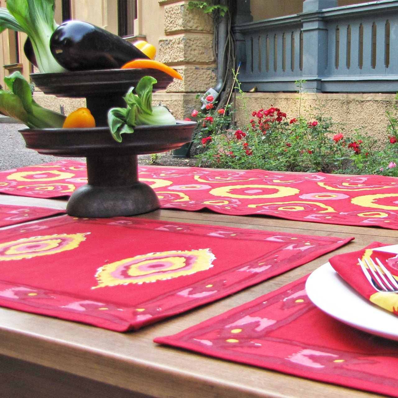 Platzsets (4 Stck.) Blockprint Lagerfeuer 35x45