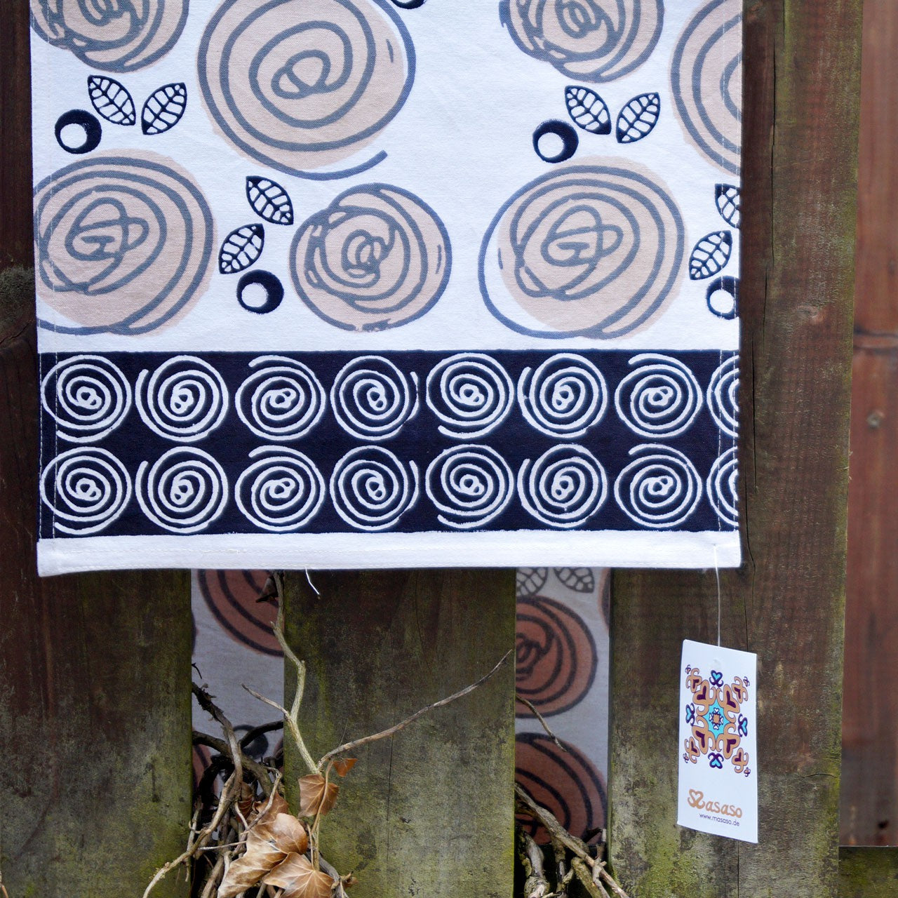 Tischläufer Blockprint Abstract Flower 35x180