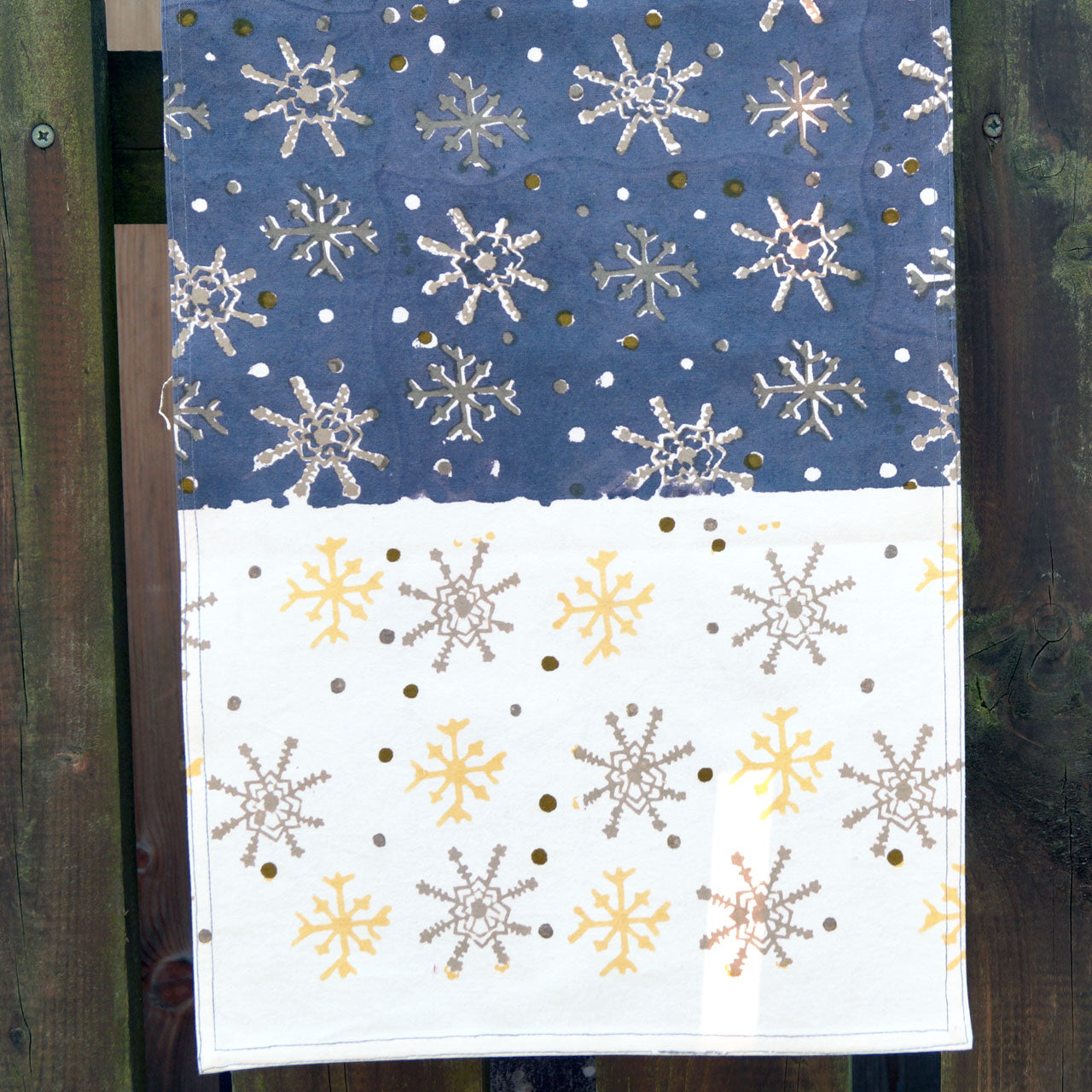 Tischläufer Blockprint Snowflake 35x180