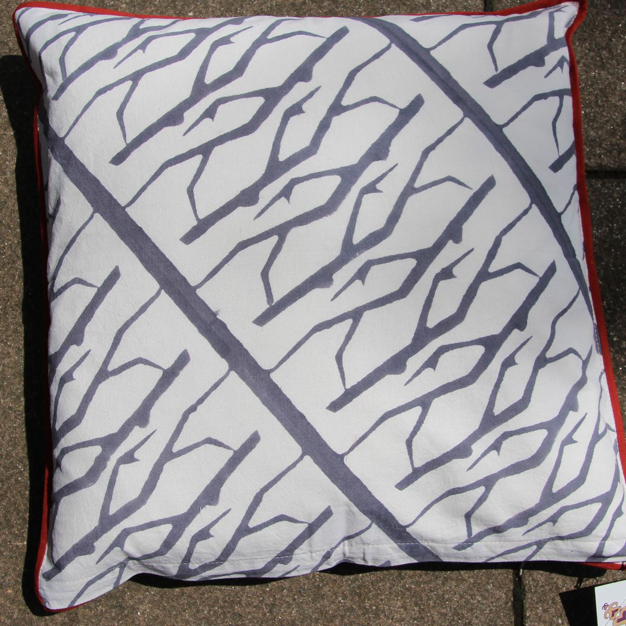 Kissenhülle Blockprint Red Trees 40x40