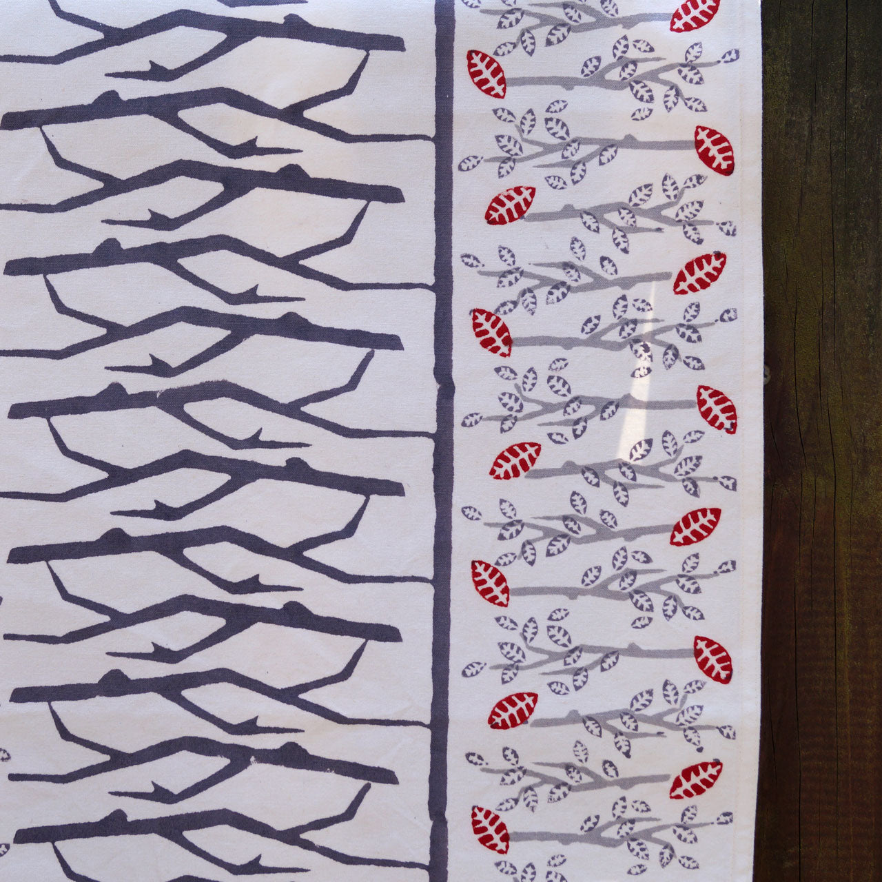 Tischläufer Blockprint Gray Tree 45x150
