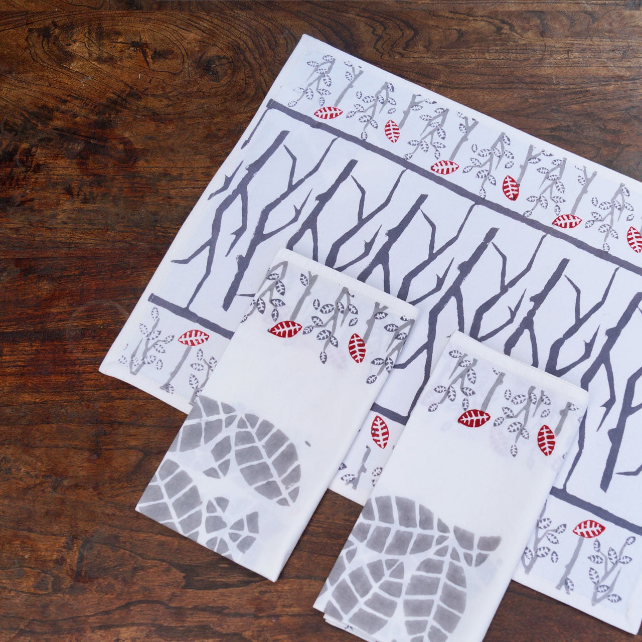 Platzsets (4 Stck.) Blockprint Gray Tree 35x45