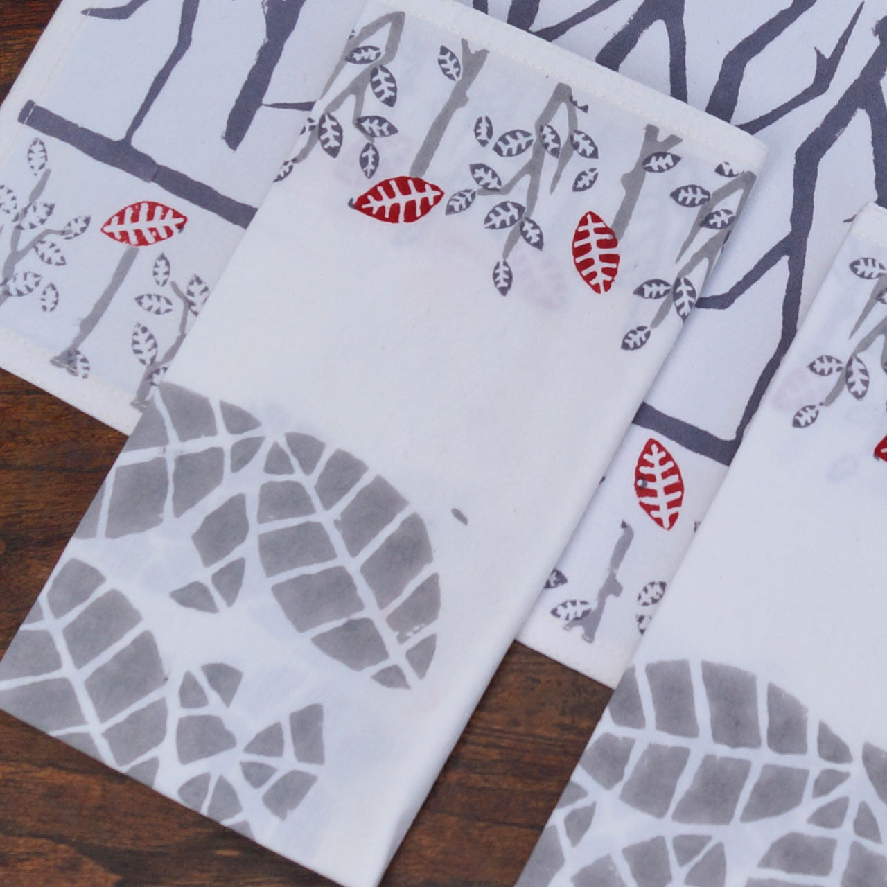 Servietten (4 Stck.) Blockprint Gray Tree 45x45