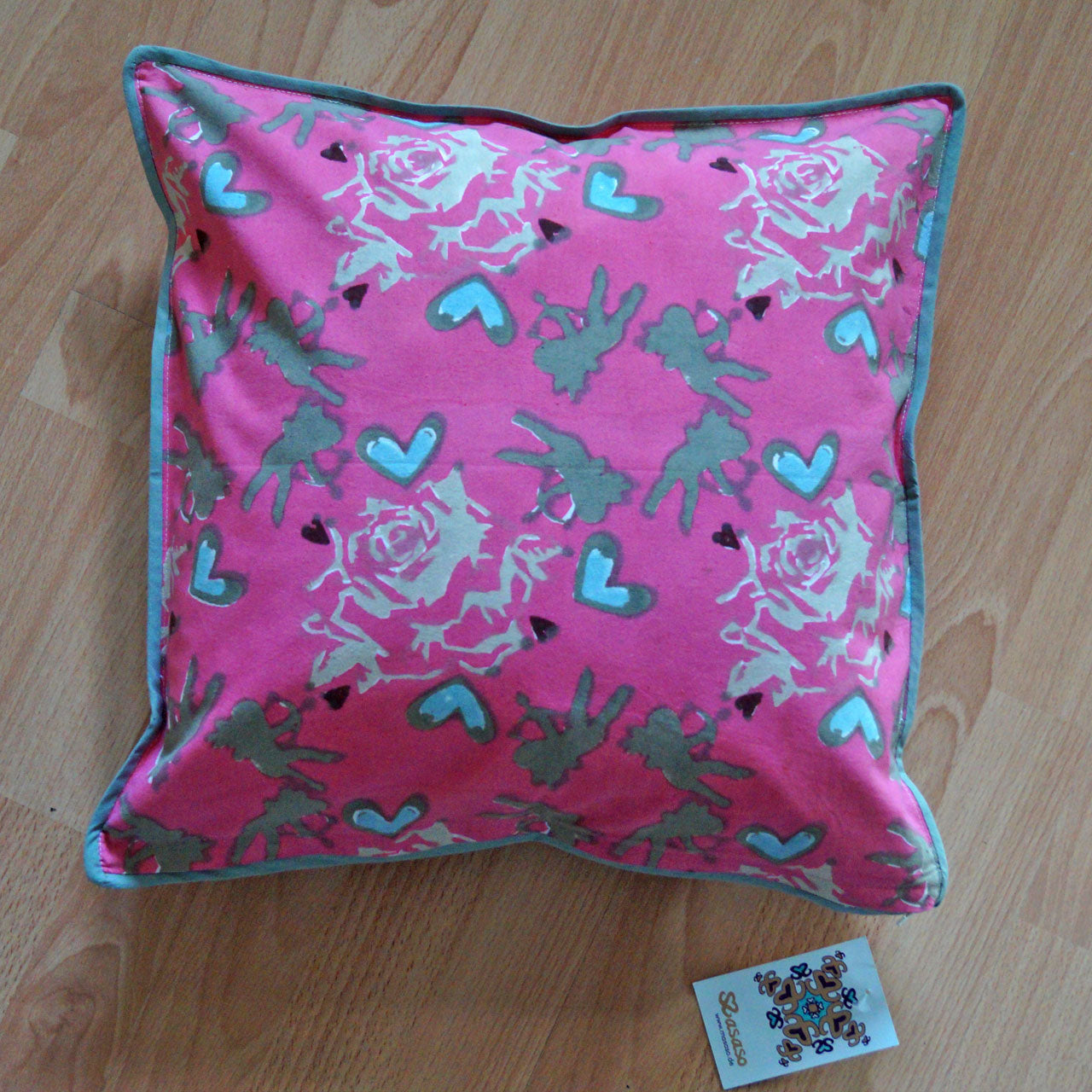 Kissenhülle Blockprint Cupidon pink 40x40