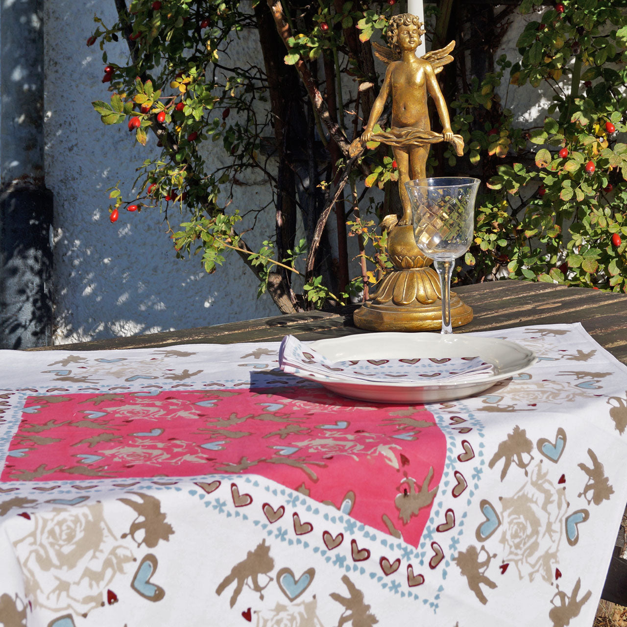 Tischdecke Blockprint Cupidon 90x90