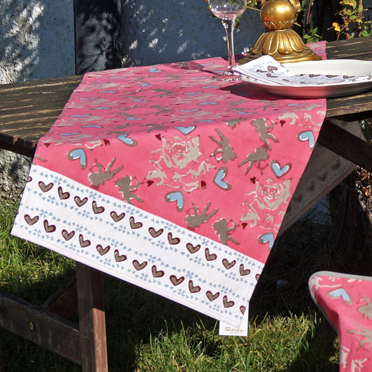 Tischläufer Blockprint Cupidon 45x150