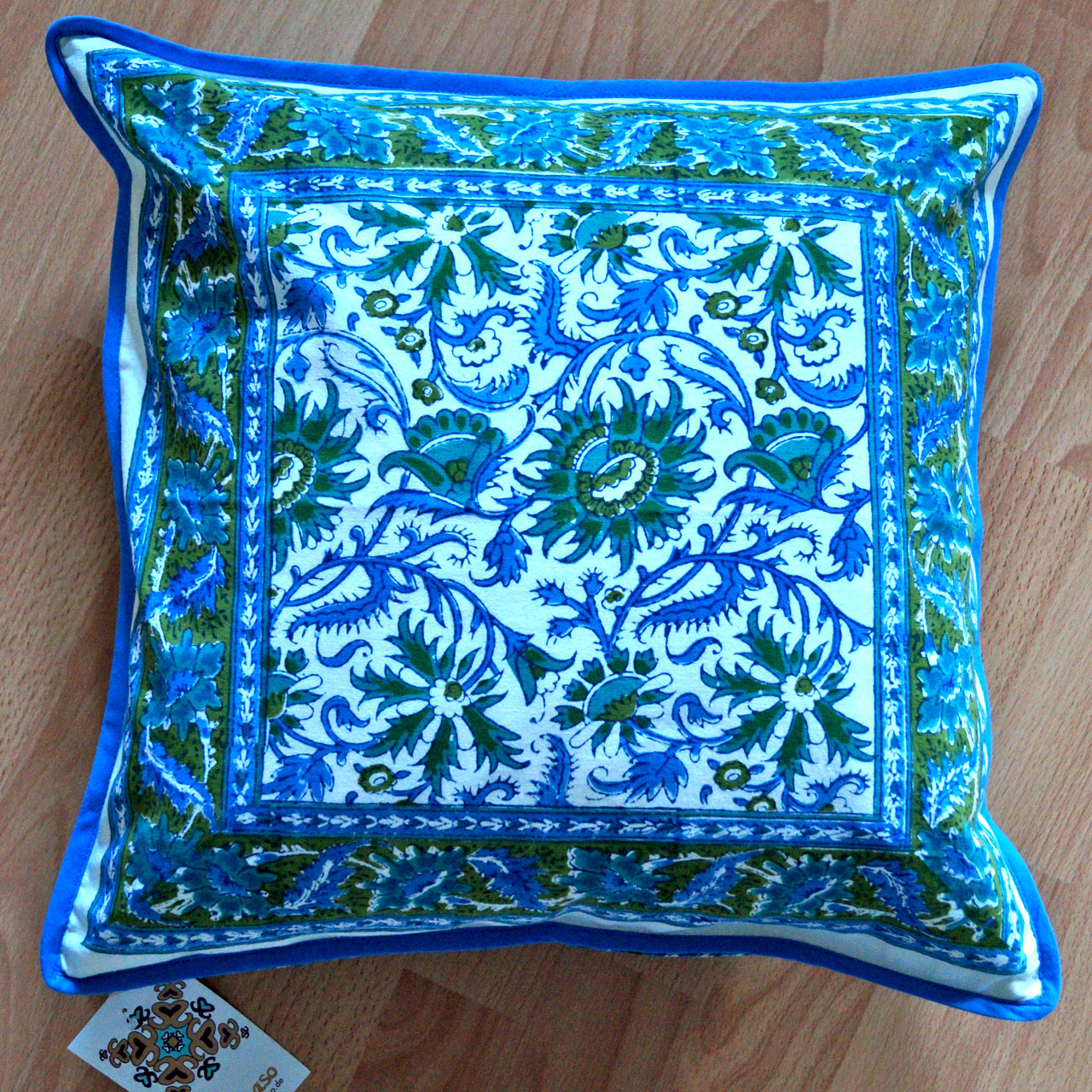 Kissenhülle Blockprint Blue Summer 40x40