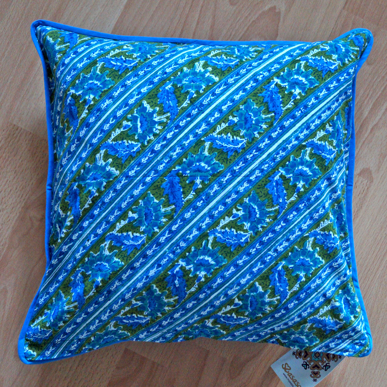 Kissenhülle Blockprint Blue Summer 40x40